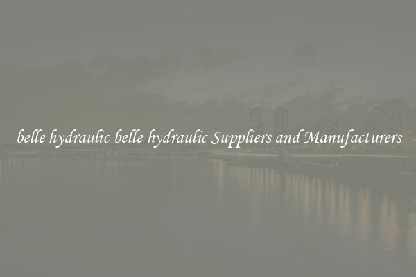 belle hydraulic belle hydraulic Suppliers and Manufacturers